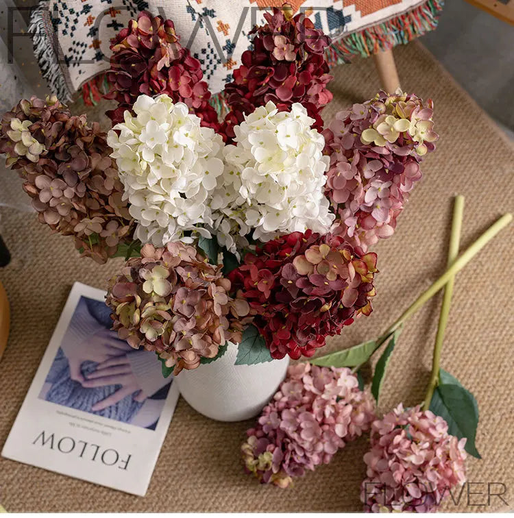 4Pcs Artificial Decoration Hydrangea Silk Flower for Home Decor Fake Hydrangea Wedding Table Floral Arrangement Party Bouquet