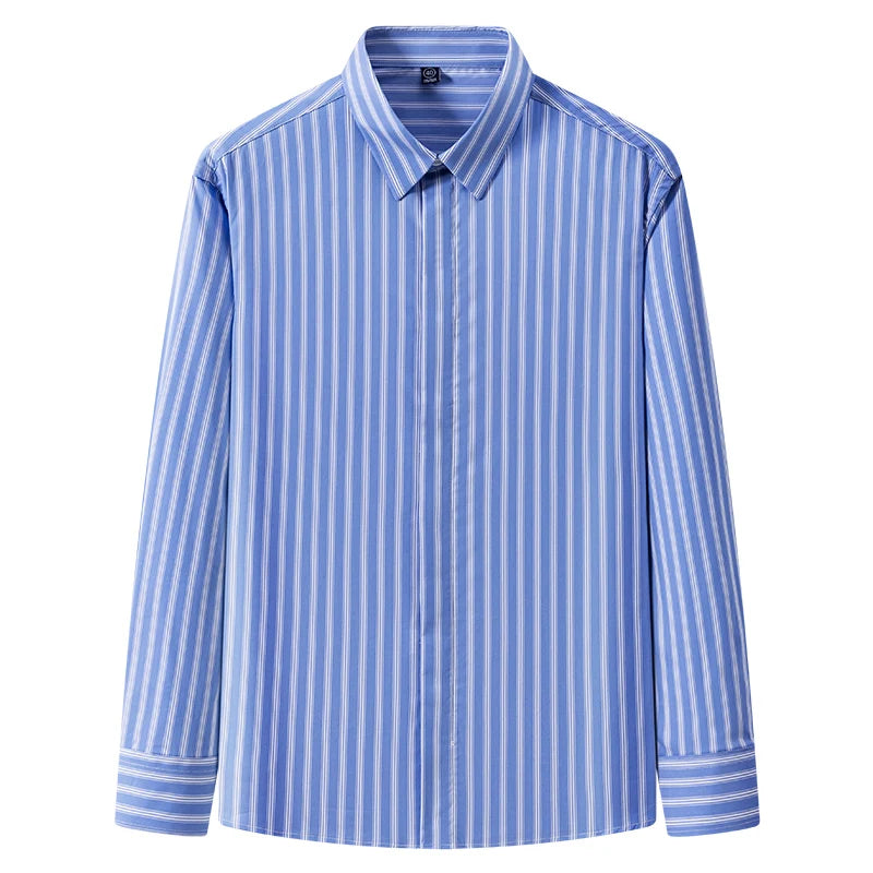 Hight qulity 95%cotton striped long sleeve shirts for men slim fit formal plain shirt soft office business clothes england tops