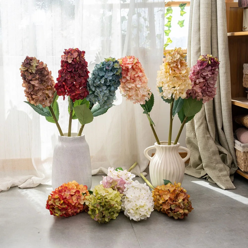 4Pcs Artificial Decoration Hydrangea Silk Flower for Home Decor Fake Hydrangea Wedding Table Floral Arrangement Party Bouquet