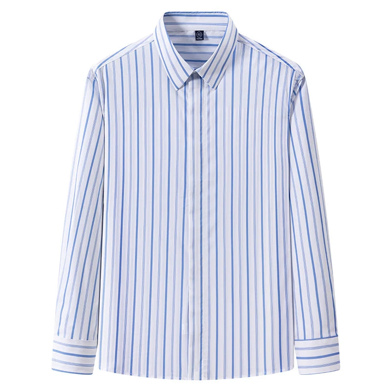 Hight qulity 95%cotton striped long sleeve shirts for men slim fit formal plain shirt soft office business clothes england tops