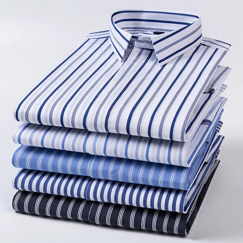 Hight qulity 95%cotton striped long sleeve shirts for men slim fit formal plain shirt soft office business clothes england tops