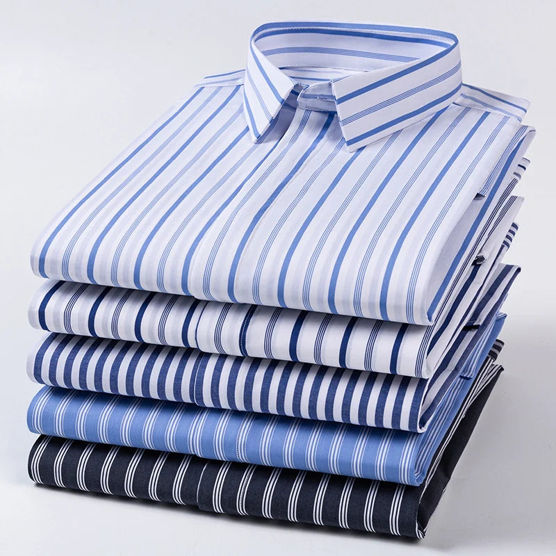 Hight qulity 95%cotton striped long sleeve shirts for men slim fit formal plain shirt soft office business clothes england tops